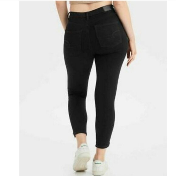 American Eagle The Dream Jean Black Curvy Hi-Rise Jegging Crop Jeans Button fly - Picture 2 of 11